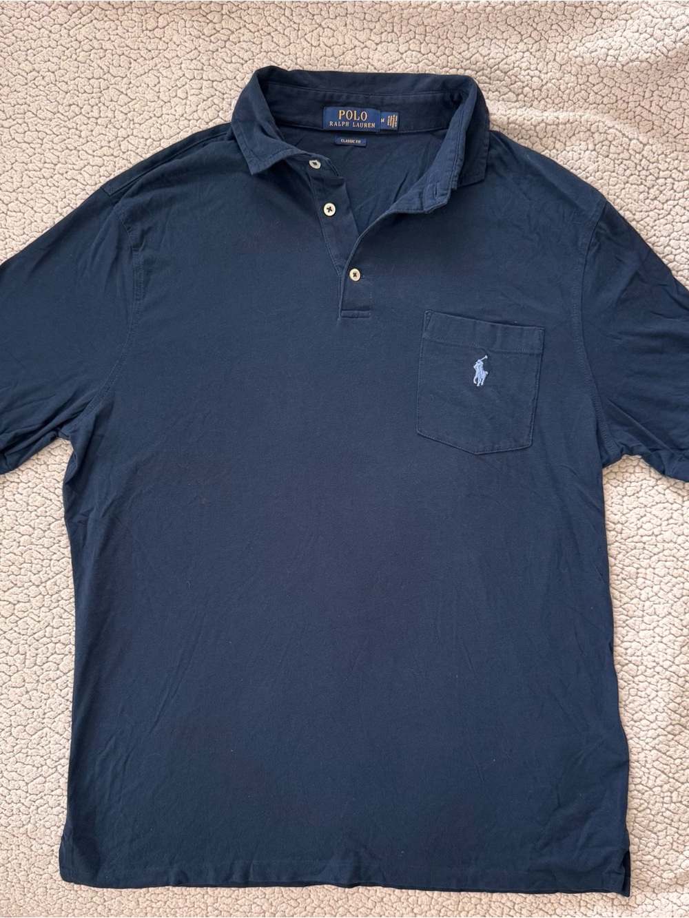 Polo Ralph Lauren navy classic fit short-sleeve polo shirt- Size M